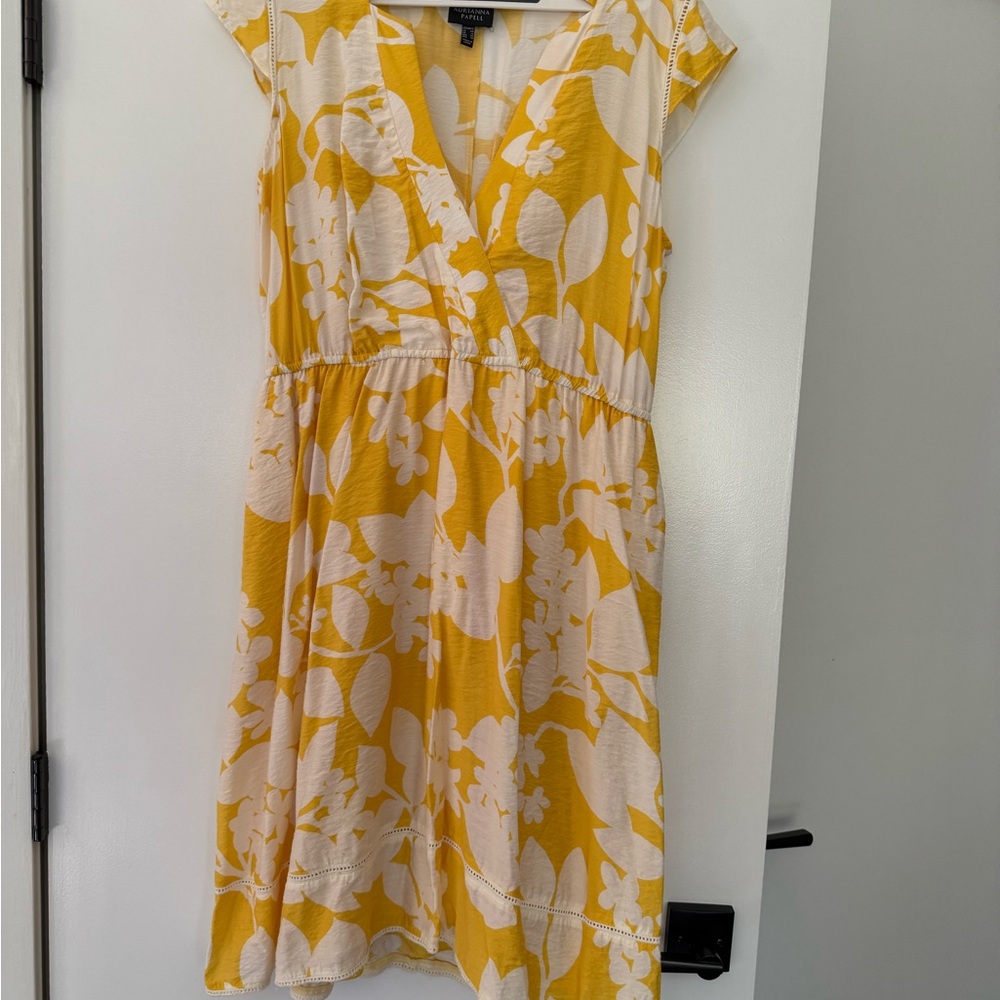 Adrianna Papell Yellow and White Floral Mini Dress